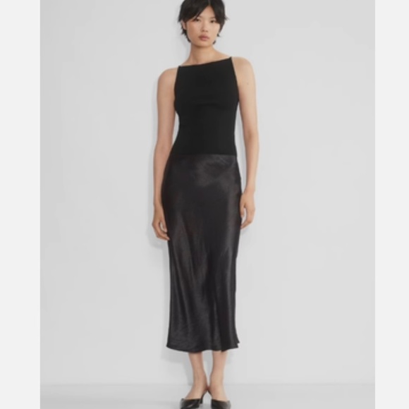 Babaton- Slip Satin Maxi Skirt Black Size 6 - Picture 1 of 10